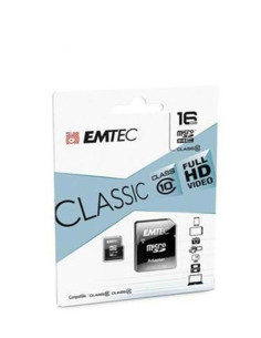Micro SD SDHC 16Go EMTEC Full HD Class 10 + Adaptateur