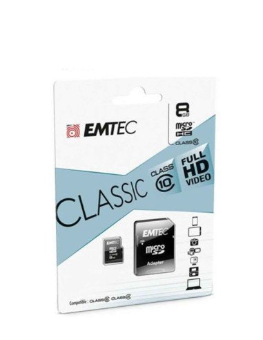 Micro SD SDHC 8Go EMTEC Full HD Class 10 + Adaptateur