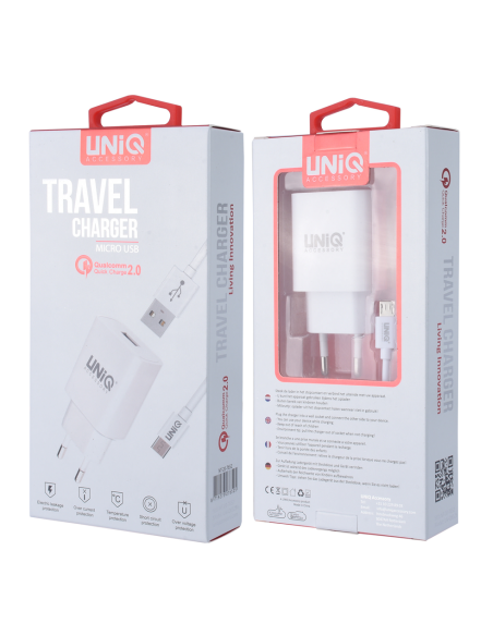 Chargeur Quick Travel avec câble micro USB (Blanc)